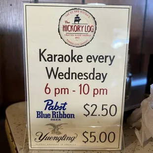 Karaoke every other Wednesday!!