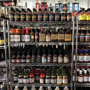 a variety of barbecue sauces