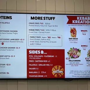 Menu as of Feb 2025