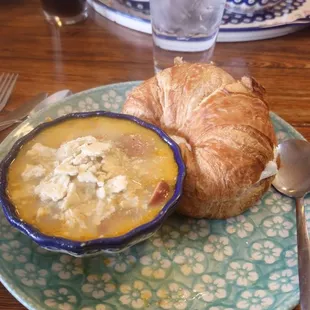 My croissant chicken salad sandwich and sweet potato chowder