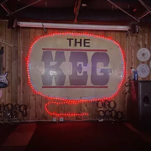 a neon sign for the keg