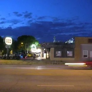 a city street at night
