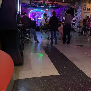 a group of people playing a video game