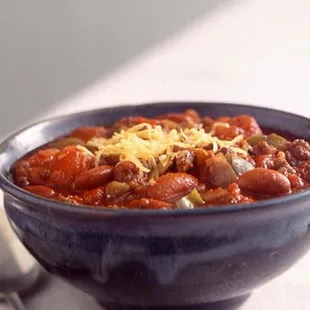 a bowl of chili and beans