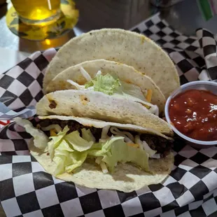 Monday Tacos: crunchy ground beef tacos for $1 each.