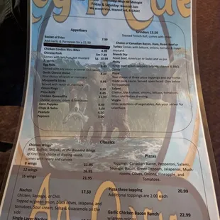 Front of menu.