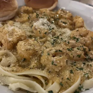 Seafood Alfredo was excellent (but spicy)