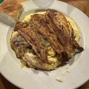 Blackened Catfish with cheese grits