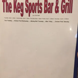 Front of menu (4.21.2017)