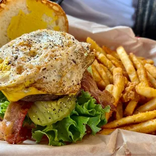 Burger with fried egg added