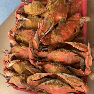 Jumbo, perfectly steamed crabs