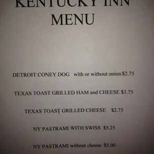 New menu