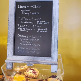 Menu for baked goods