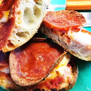Focaccia pepperoni sandwich