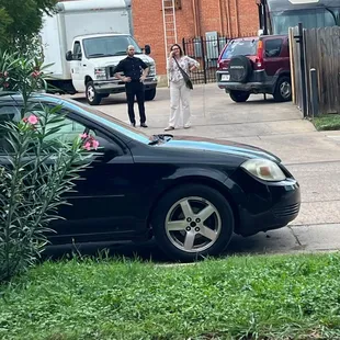 a woman walking down the street