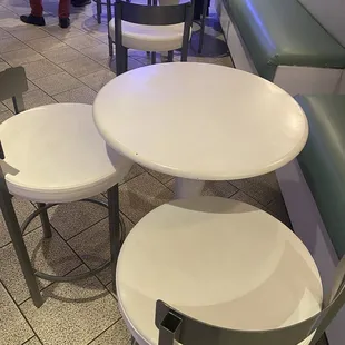 tables and chairs in a restaurant