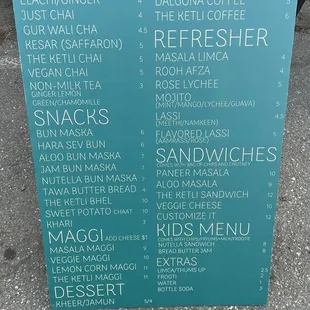 menu