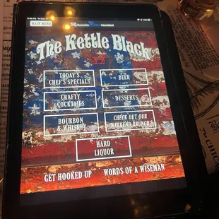iPad with menu