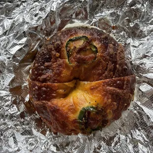 Cheddar jalapeño pretzel bagel