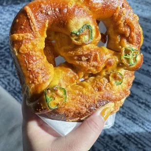 Cheddar jalapeño pretzel