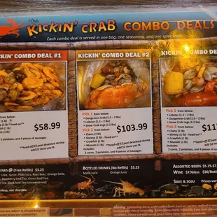 Combo deal menu