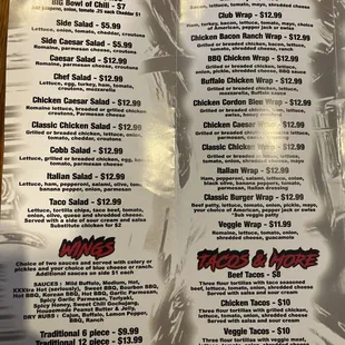 Soups/ salads/ wraps/wings/tacos