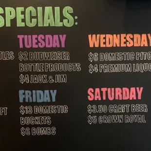 Our daily drink specials!