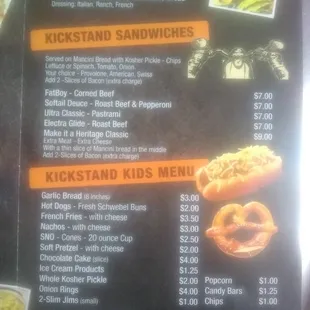 a menu for a fast food restaurant