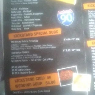 a menu for a fast food restaurant