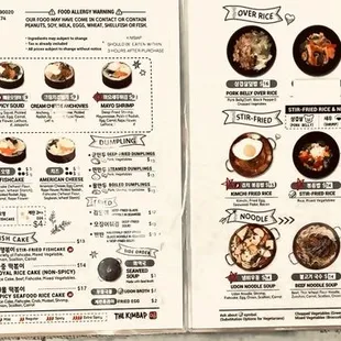 Menu as of April 2024