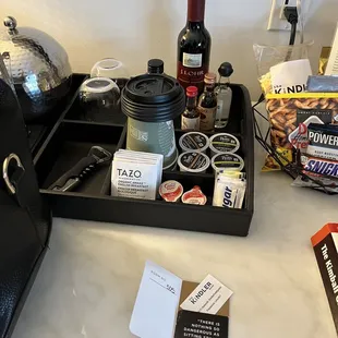 Peet's Coffee pods! (and can ask for more at the front desk)