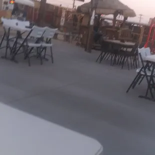 tables and umbrellas outside