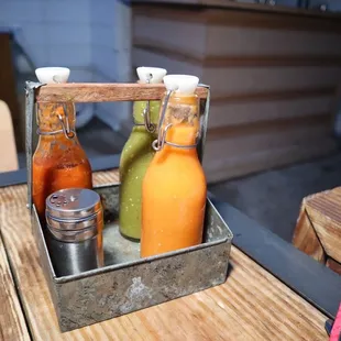 a variety of condiments