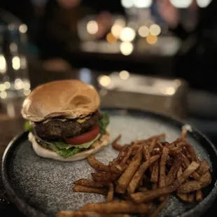 a burger and french fries