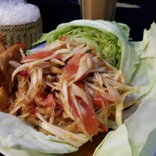 Papaya salad, Lao style. Super spicy and yummy!