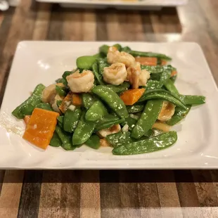 Snow Pea and Shrimp stir-fry