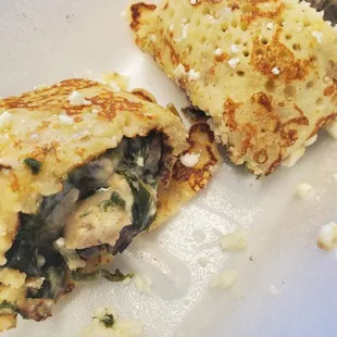 Spinach, Feta, and Mushroom Crepe! Savoryyyyyyy