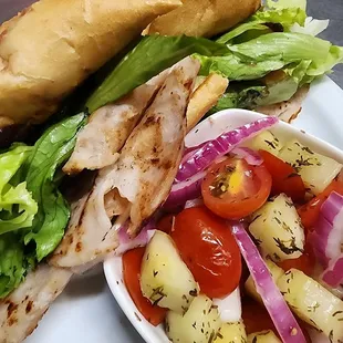 Turkey Sandwich with Sage Mayo and cranberry salad, lettuce, Tomato and Cucumber