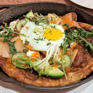 The Kitchen at Commons Club 03/27/21: Dutch Baby Pancake for Two - Smoked Salmon, Salmon Roe, Crème Fraiche, Capers, Tomato, etc $28