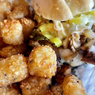 a plate of fried tater tots