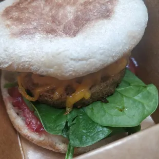 Que with vegan sausage