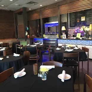 interior, sushi and sashimi