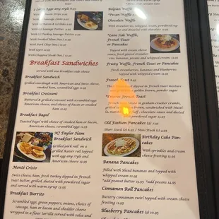 a menu for a restaurant