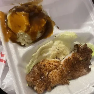 This was a $22 blackened grouper dinner entree'  Where's the rest of the grouper?