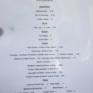 menu