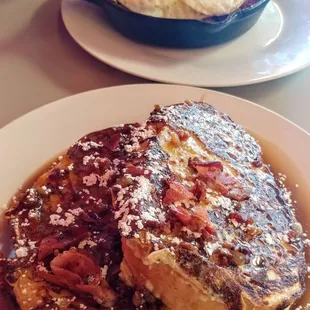 Corn Beef Hash Skillet (top) Maple Bacon French Toast