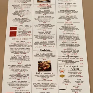 a menu for a restaurant