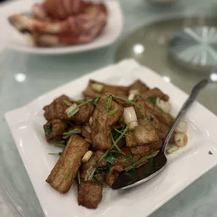 Fried pork intestine
