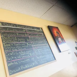 a blackboard with a menu on it
