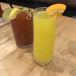 Bloody Mary and mimosa